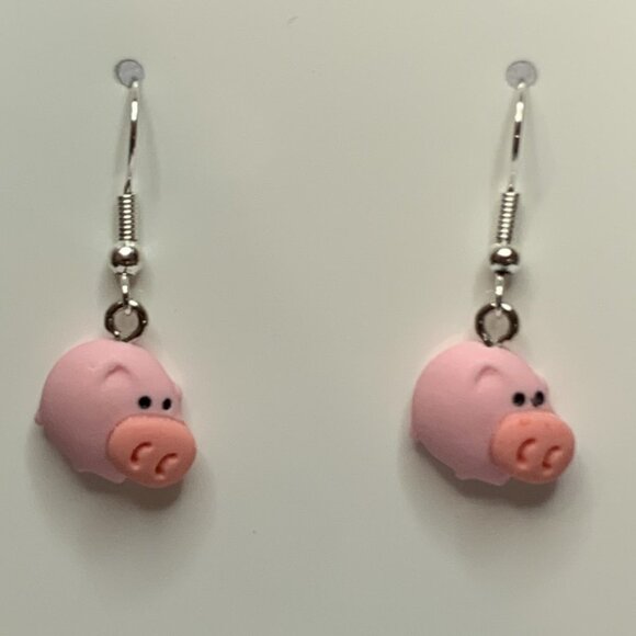 Pig Earring, Piggy, Pig Jewelry, Pig Charm, Gift Idea, Silly Animal Earring, Hog - Picture 3 of 9